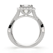 Ophelia Emerald Cut Pave Halo Split Shank Engagement Ring Setting - Nivetta